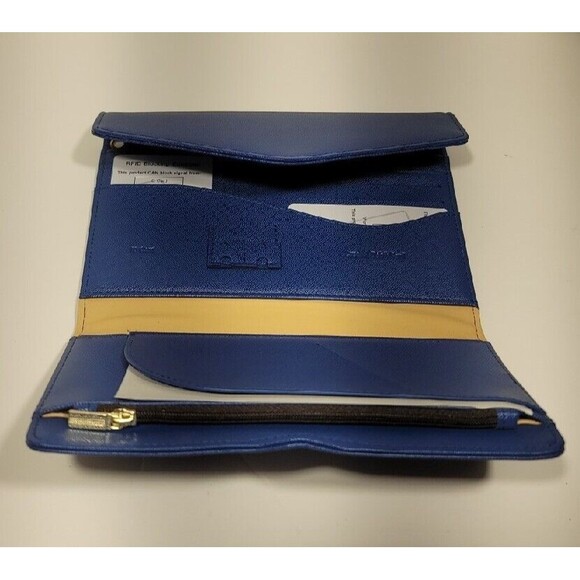 NWOT Casamonal Cobal Royal Navy Blue Envelope Wallet OS RFID Blocking Snap Clos - Picture 4 of 8